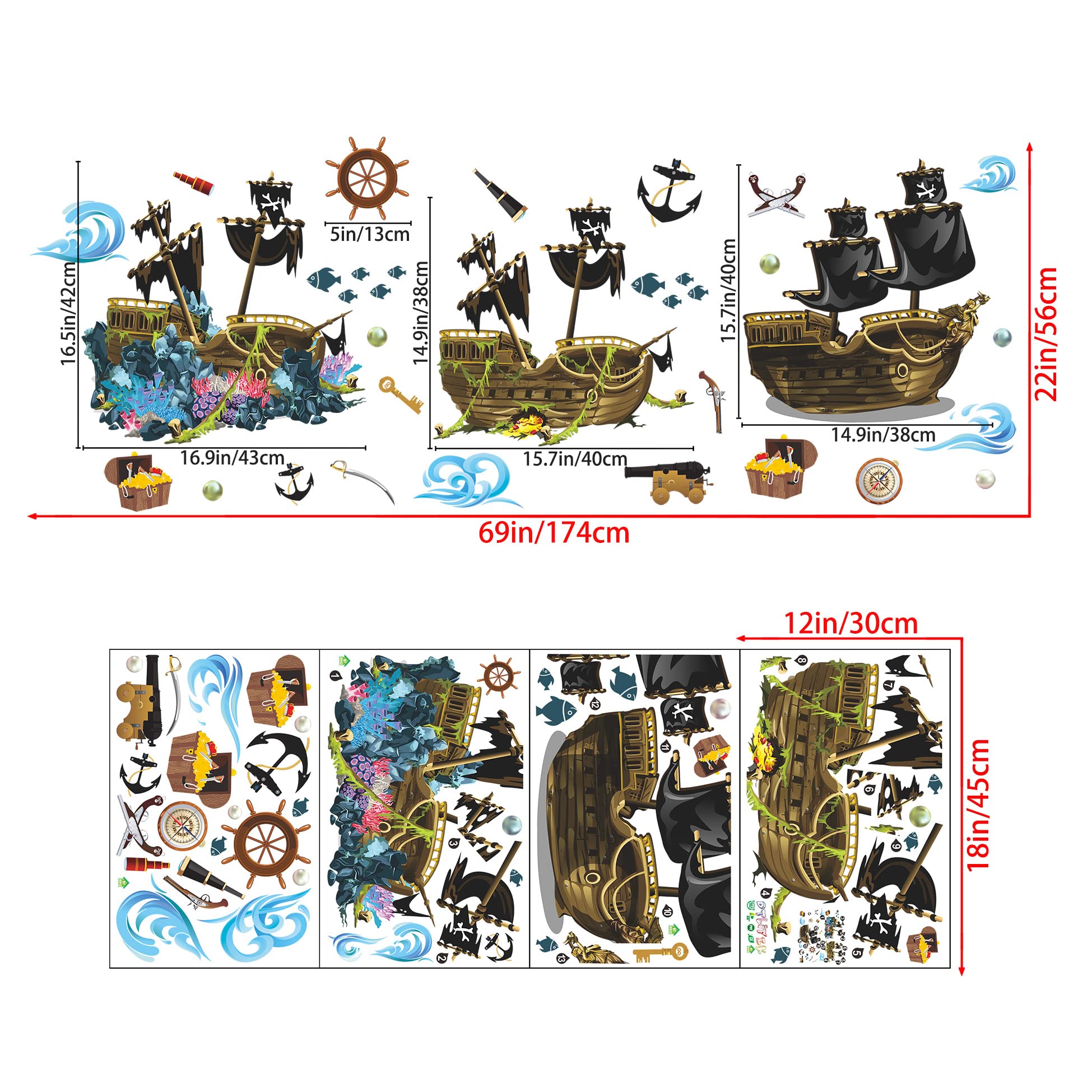 LiveGallery waterproof shipwreck decal sticks to walls and resists moisture