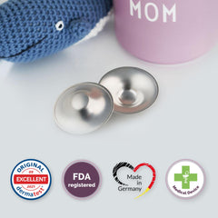 Livella Silver Nursing Cups on nipple during application.