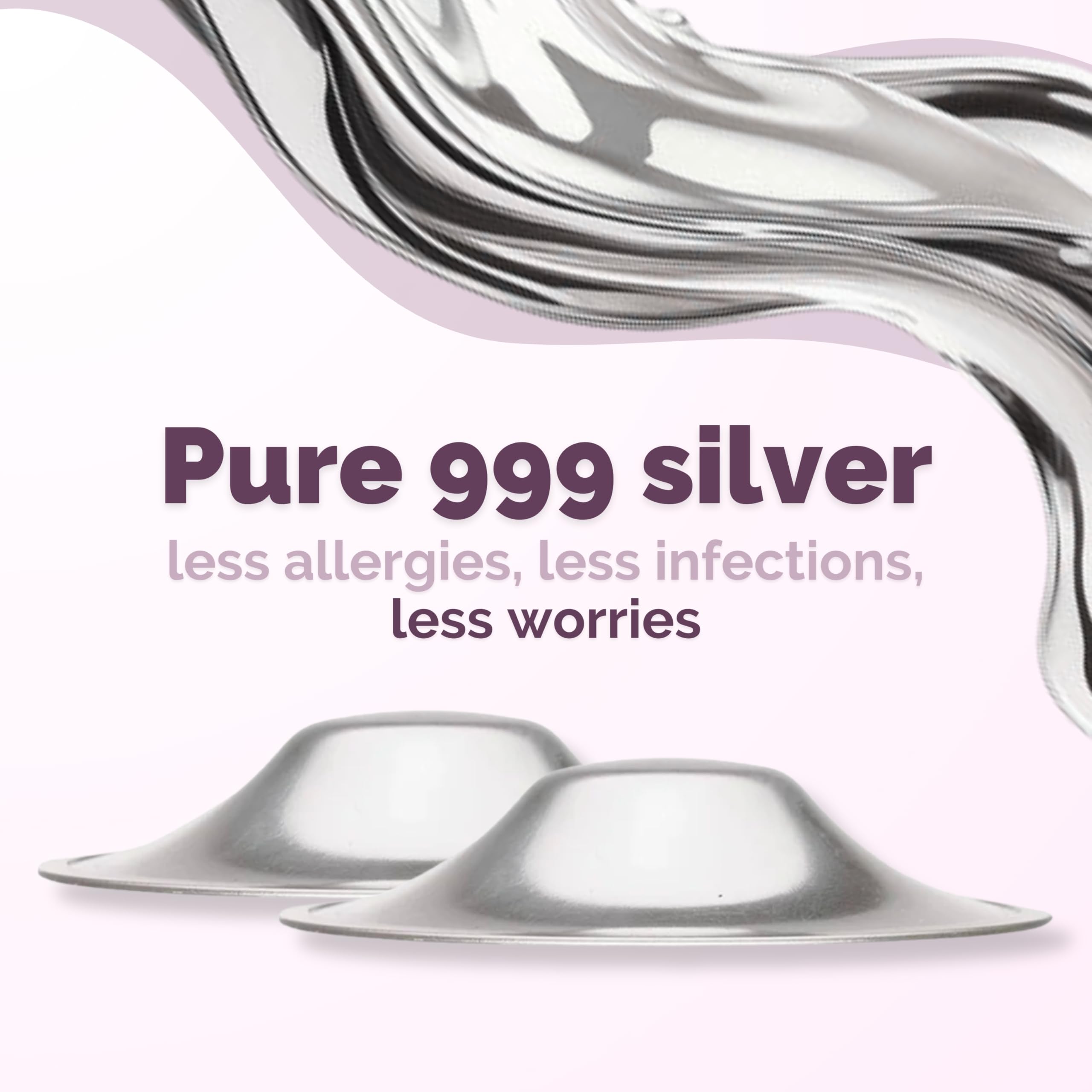 Livella Silver Nursing Cups universal-fit design shown for all nipple types.