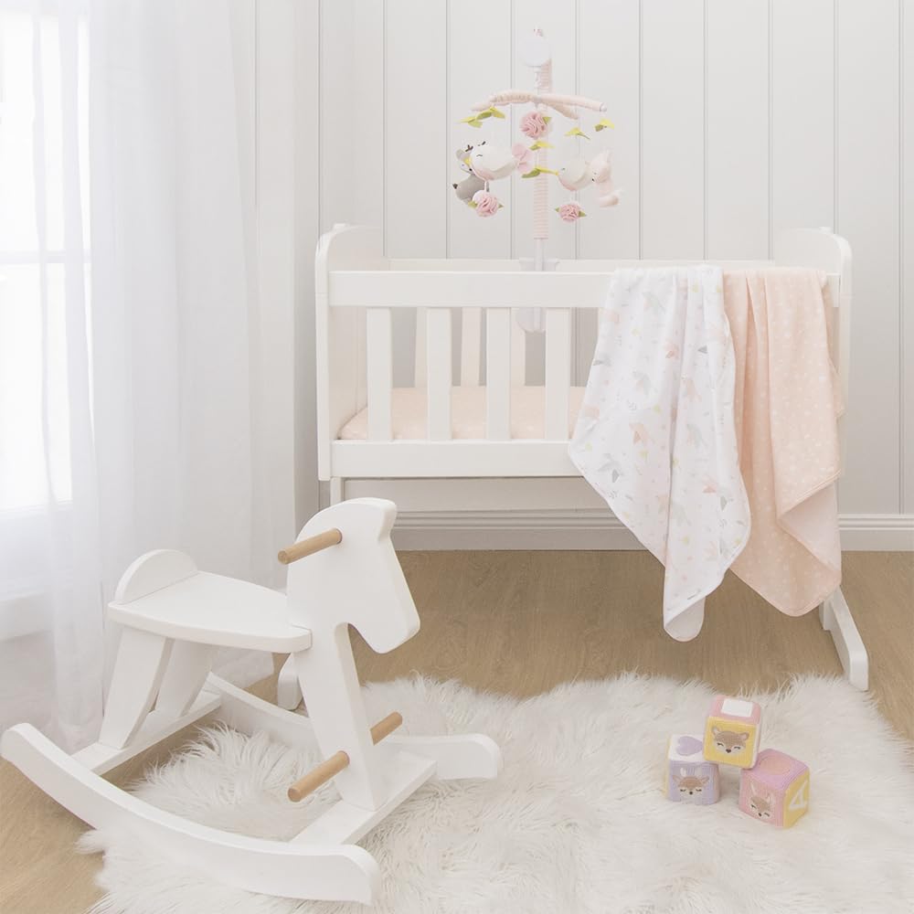 Living Textiles Ava Birds mobile showcasing 12 melodies for soothing nursery ambience.