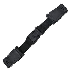 LiXiongBao chest harness buckle closeup in black showing durable ABS for secure straps