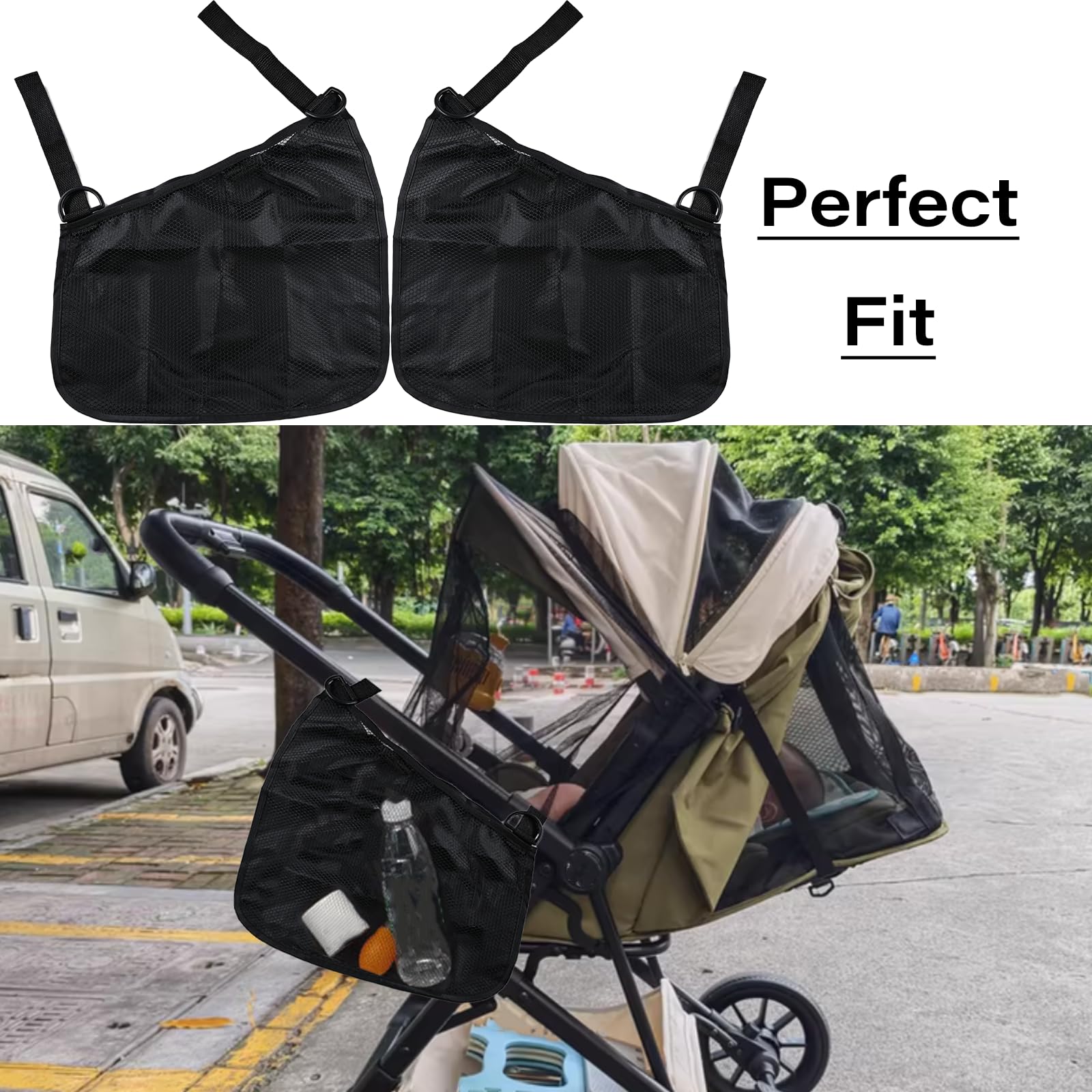 LiXiongBao two-pack includes side sling nets for both sides of the stroller