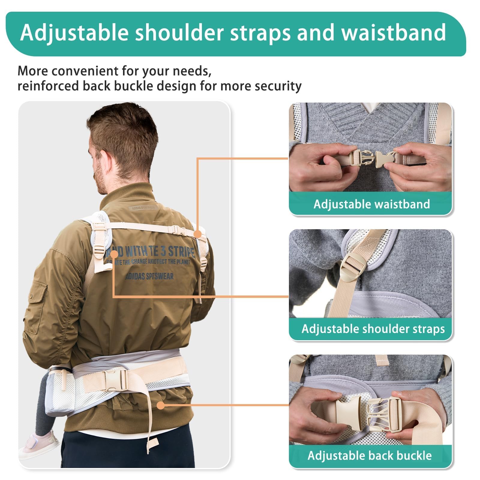 LiyLou pockets on the carrier hold bottles, keys, or phone for quick access.
