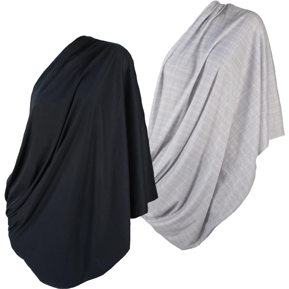 LK Baby nursing cover infinity scarf grey heather closeup, breathable jersey fabric