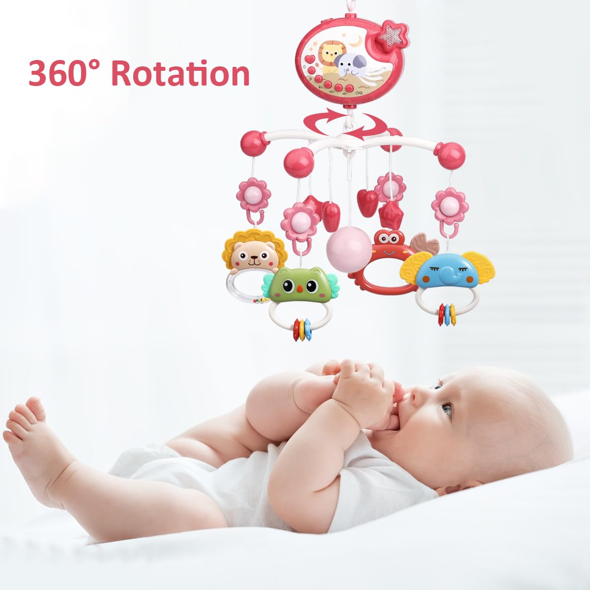 LKNUIYIE baby crib mobile rattles and teether offer multi-use play