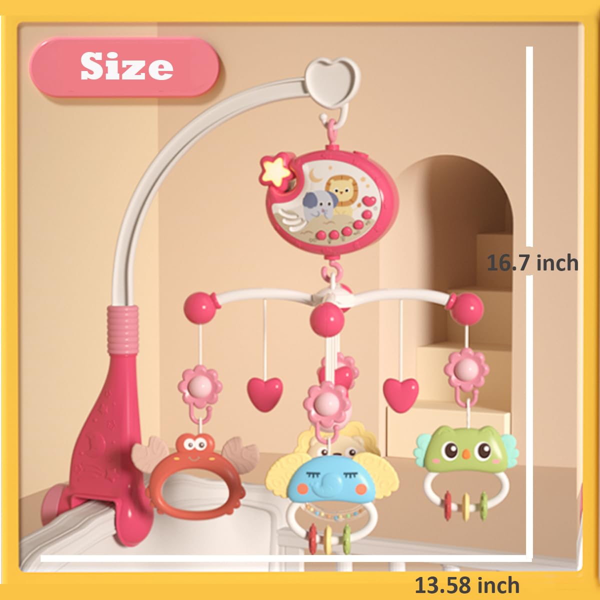 LKNUIYIE baby crib mobile red color adds bright focal point in nursery