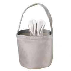 LKQBBSZ Easter Basket with seersucker gray bunny ears, sturdy handle for easy carrying