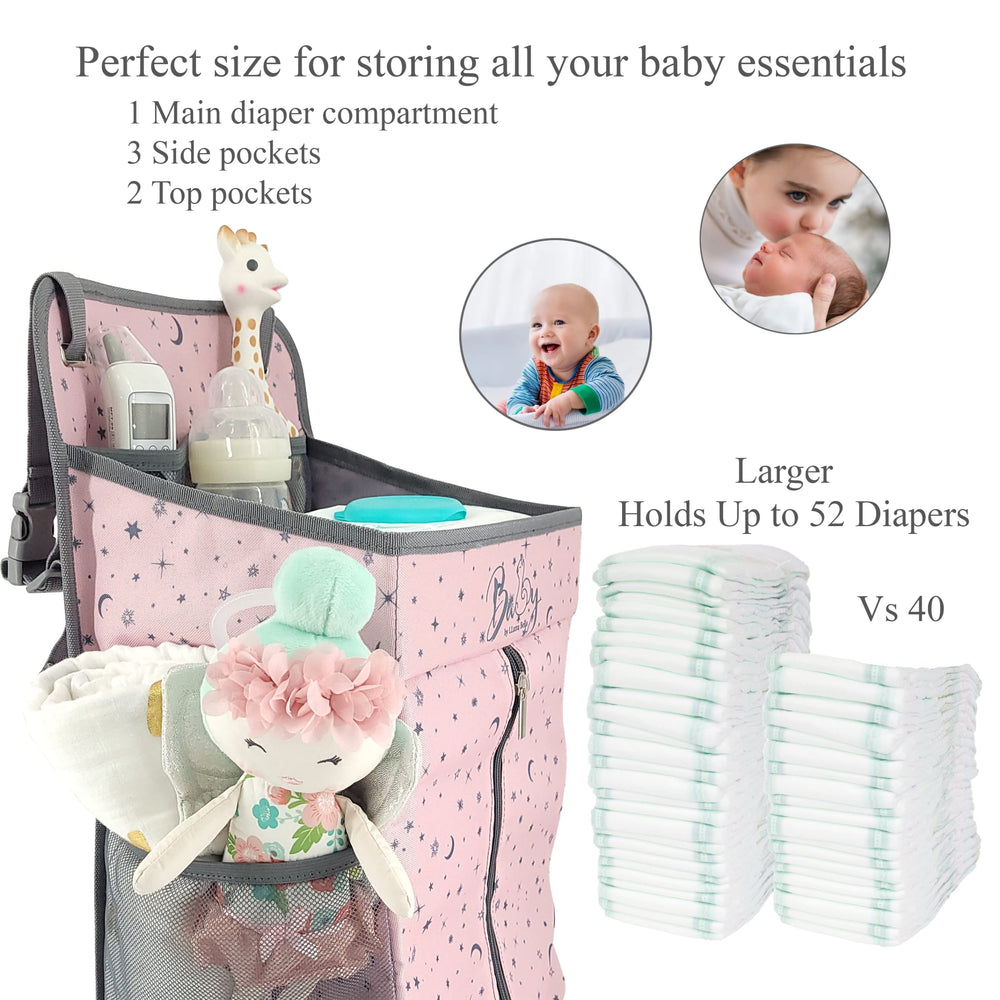Llama Bella wall-install shows versatile mounting for changing tables or walls.