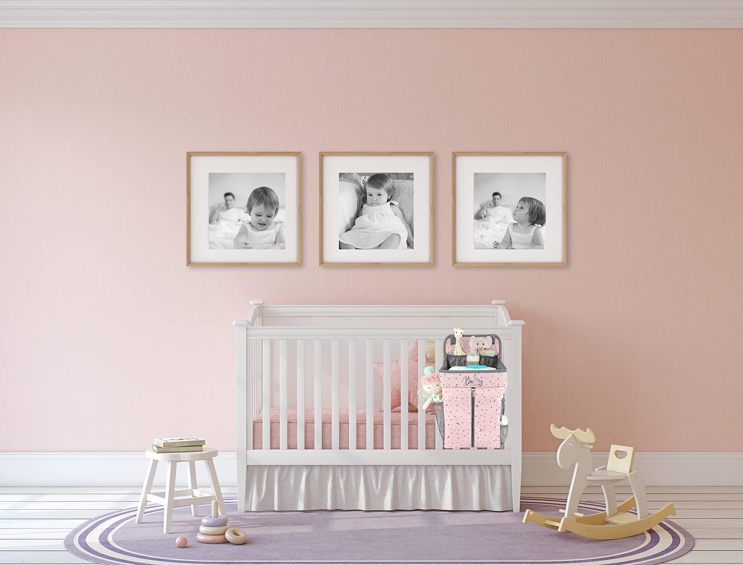 Llama Bella pink diaper caddy ready for organized baby essentials.