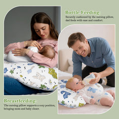 LLCJYYCY Nursing Pillow demonstrates baby positioning in ergonomic C-shape.