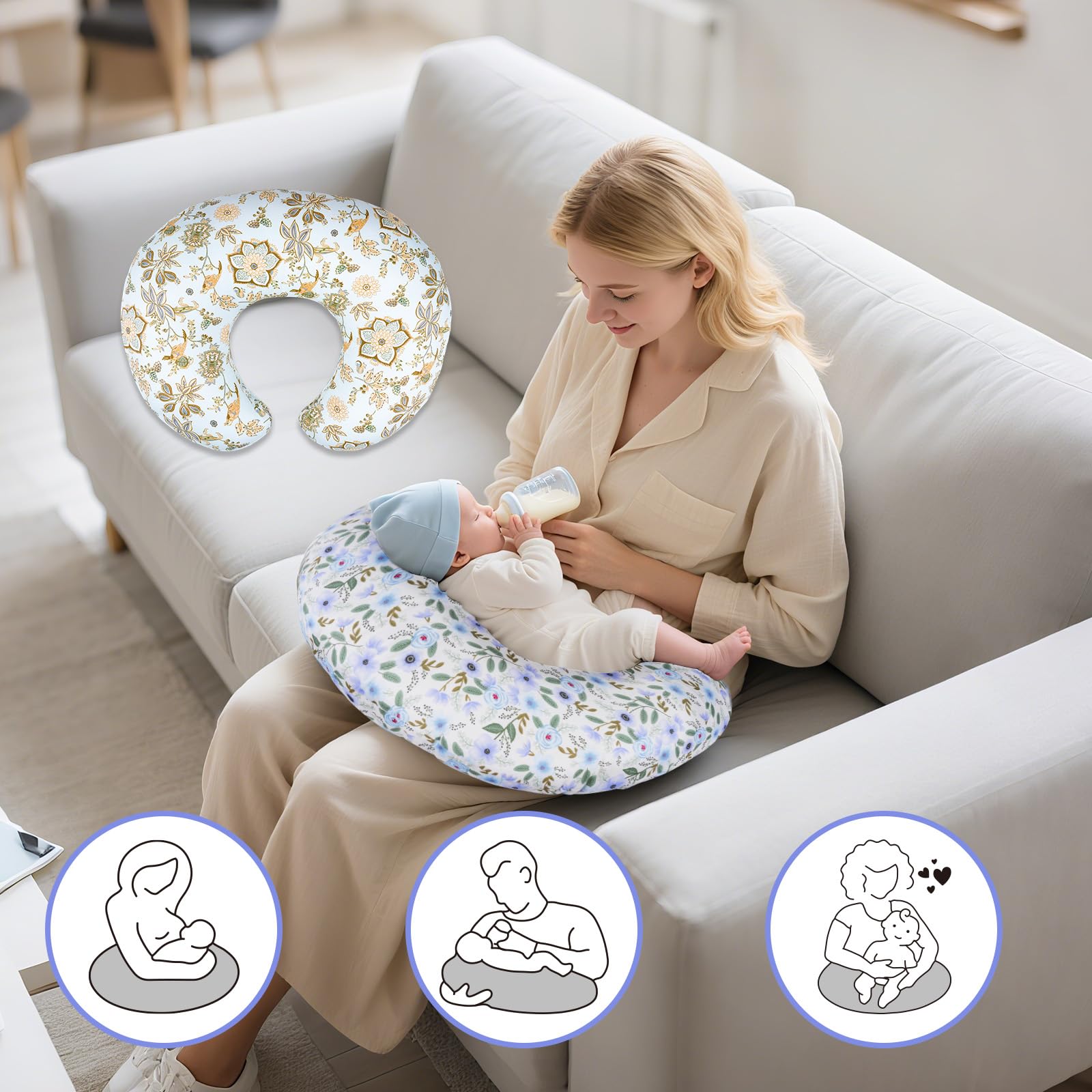 LLCJYYCY nursing pillow cover on baby during feeding promising cozy bonding moments.