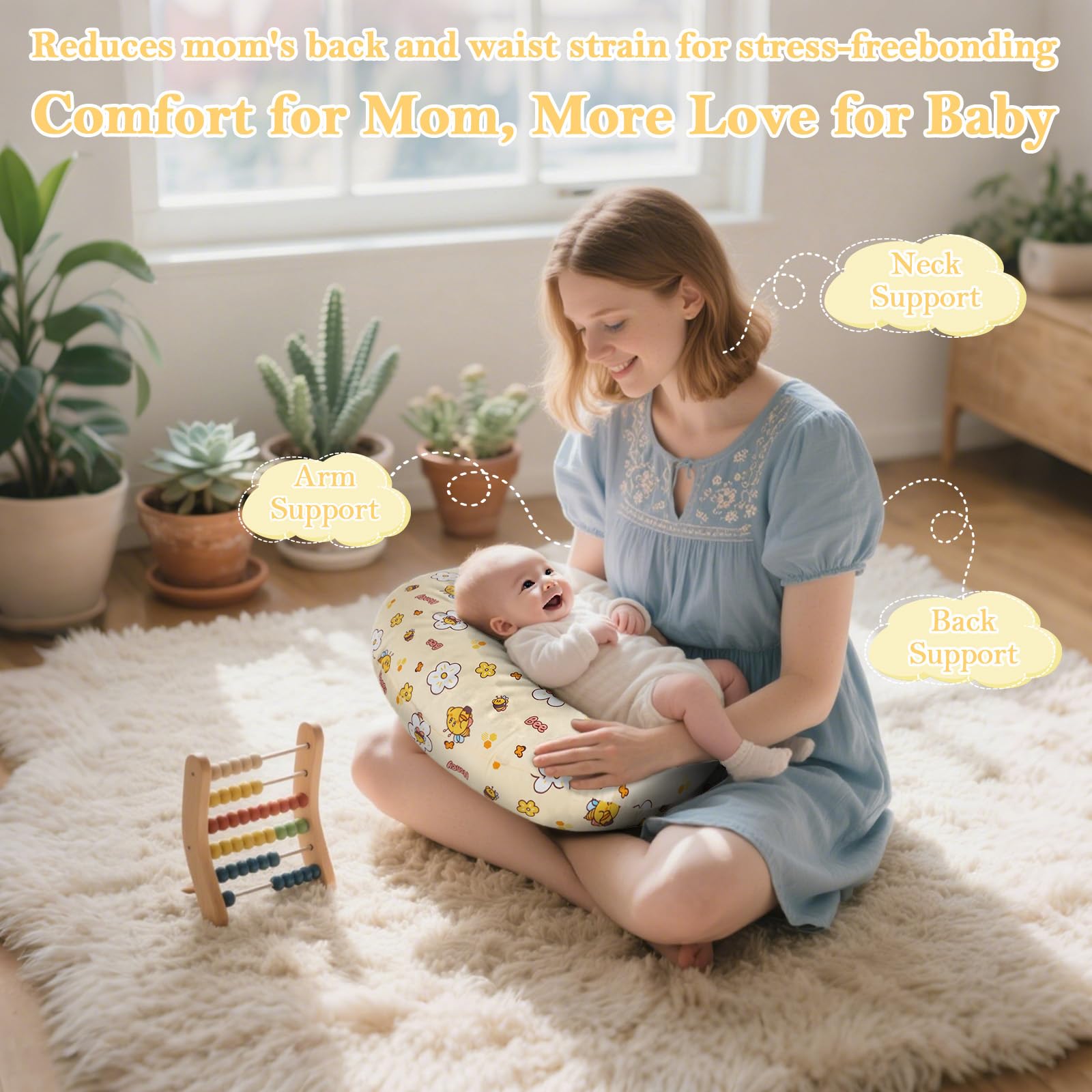 LLCJYYCY nursing pillow during feeding demonstrates support for comfortable feeding.