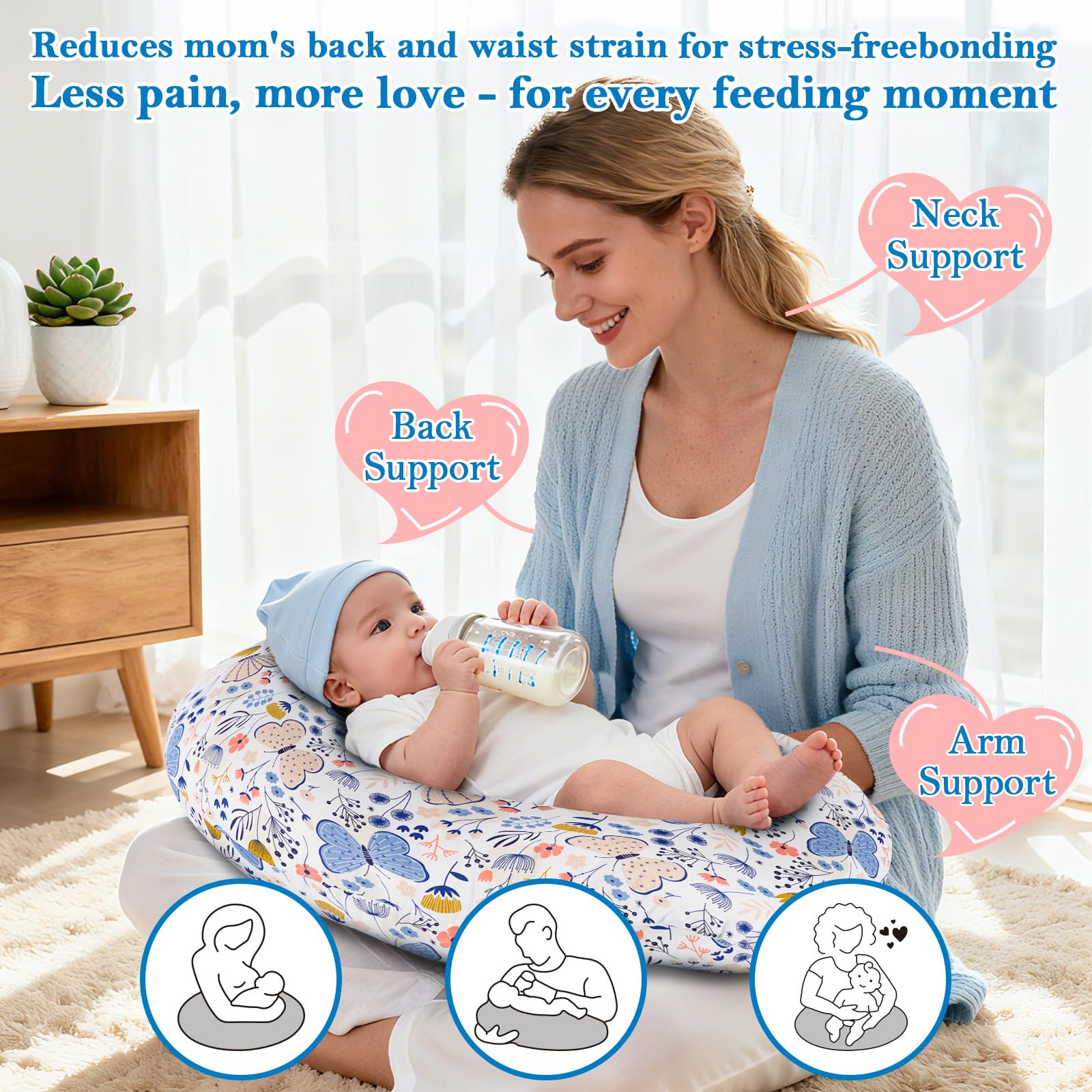 LLCJYYCY Nursing Pillow grow-with-baby usage from feeding to tummy time.