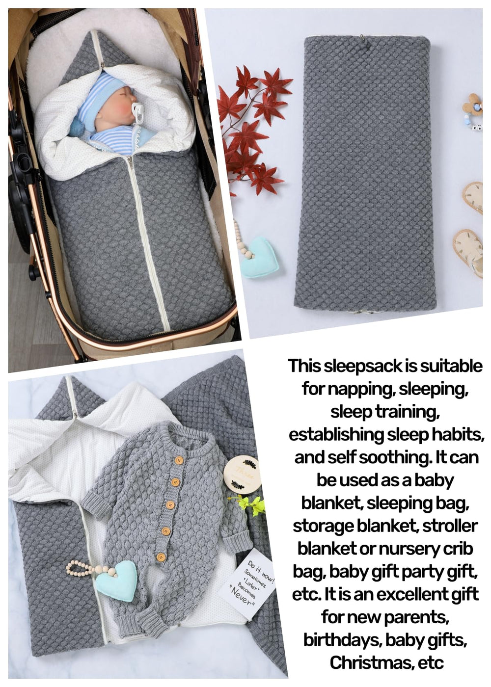 LLmoway 75x36 cm swaddle suitable for 0-12 months across seasons