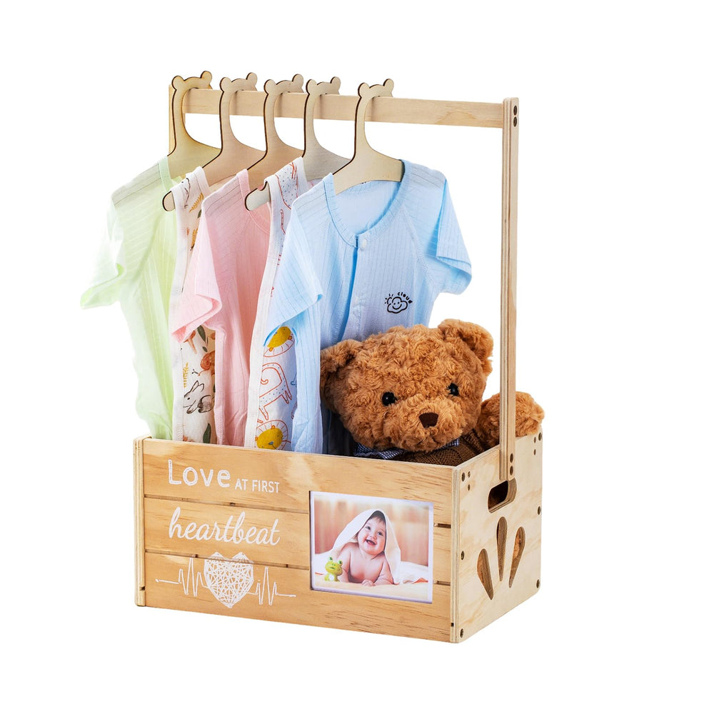 LLMQ baby shower basket photo-frame display for ultrasound memories