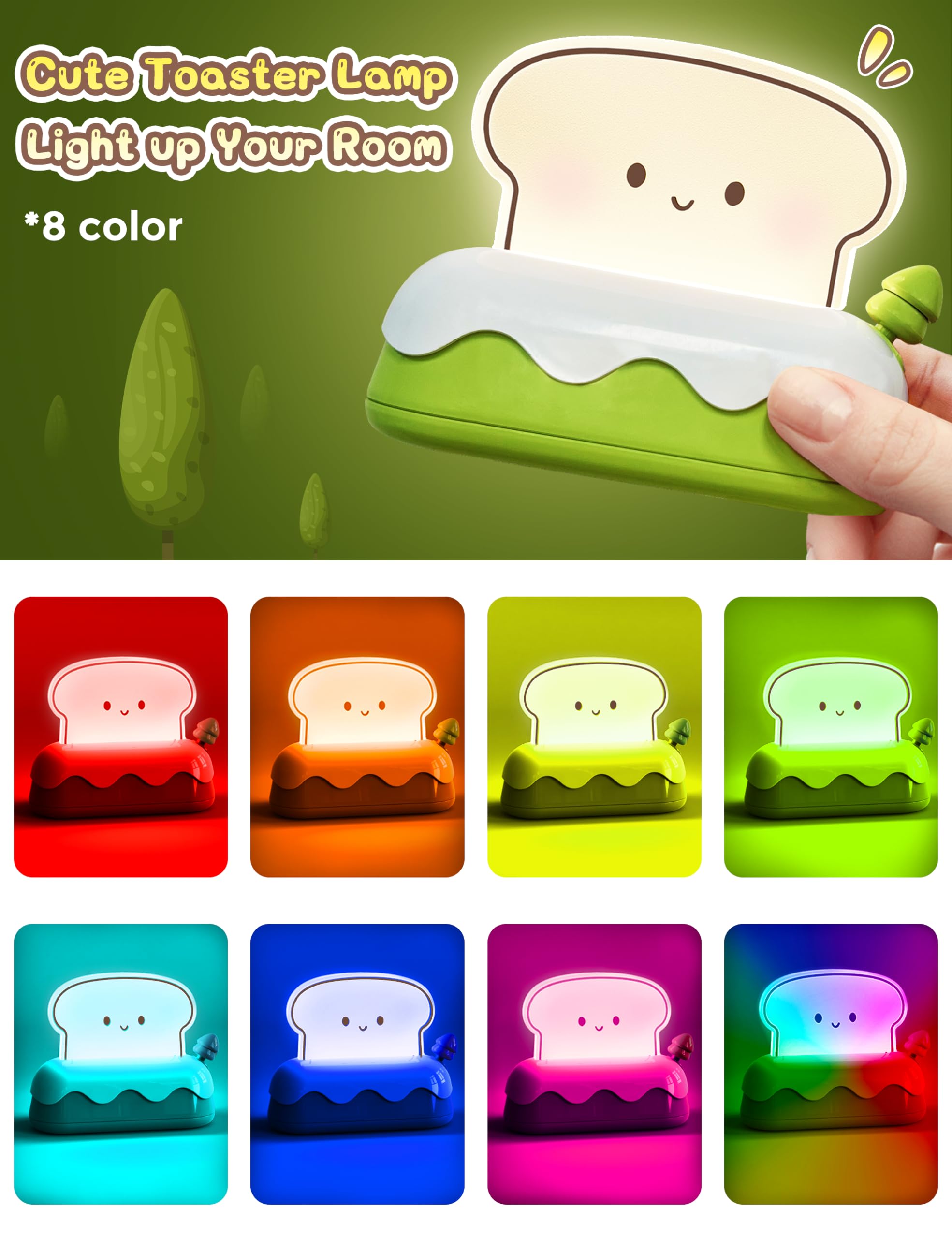 L LOHAS LED toaster night light in warm mode emits a soft relaxing glow.