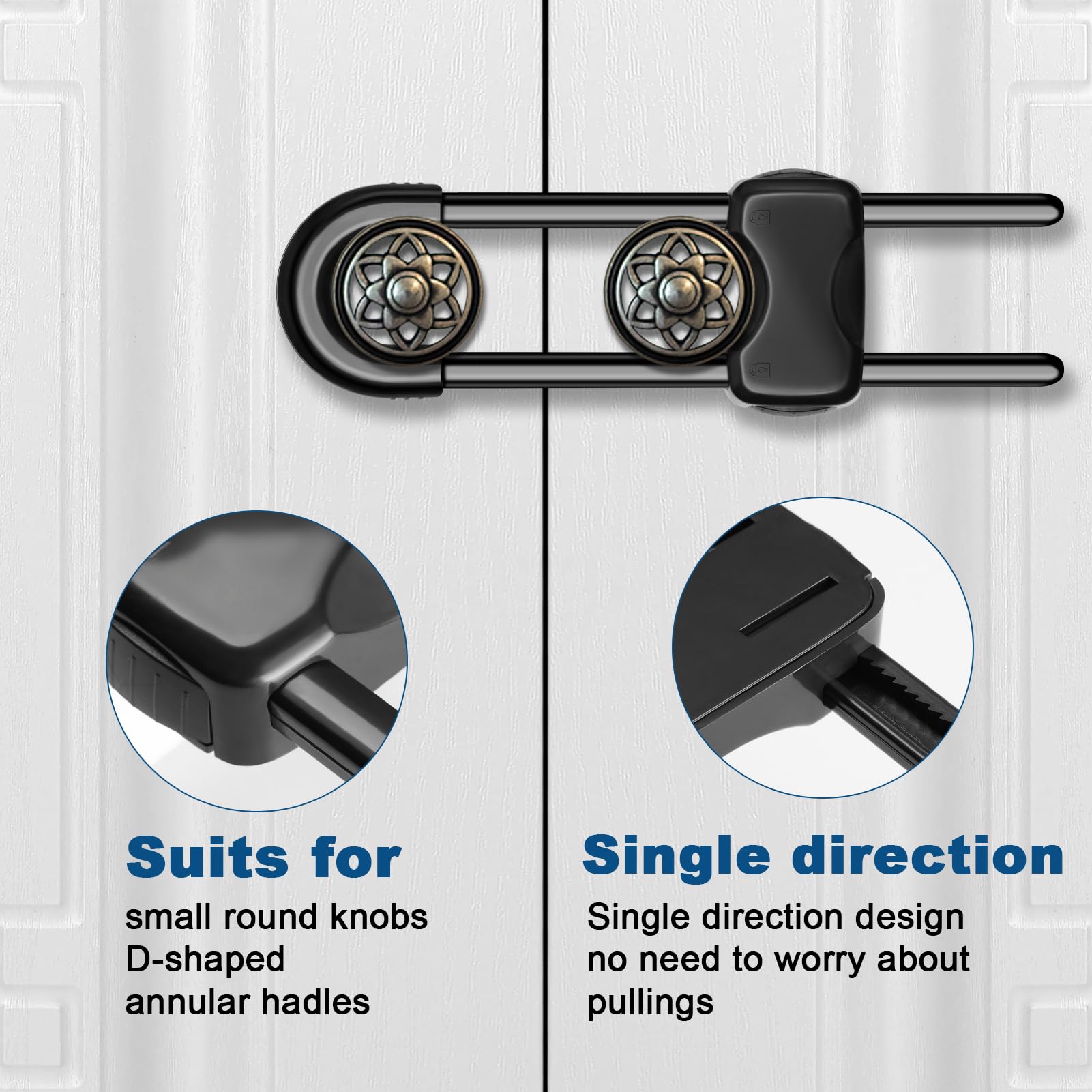 LLOOC adjustable safety locks placed on a drawer for secure storage.