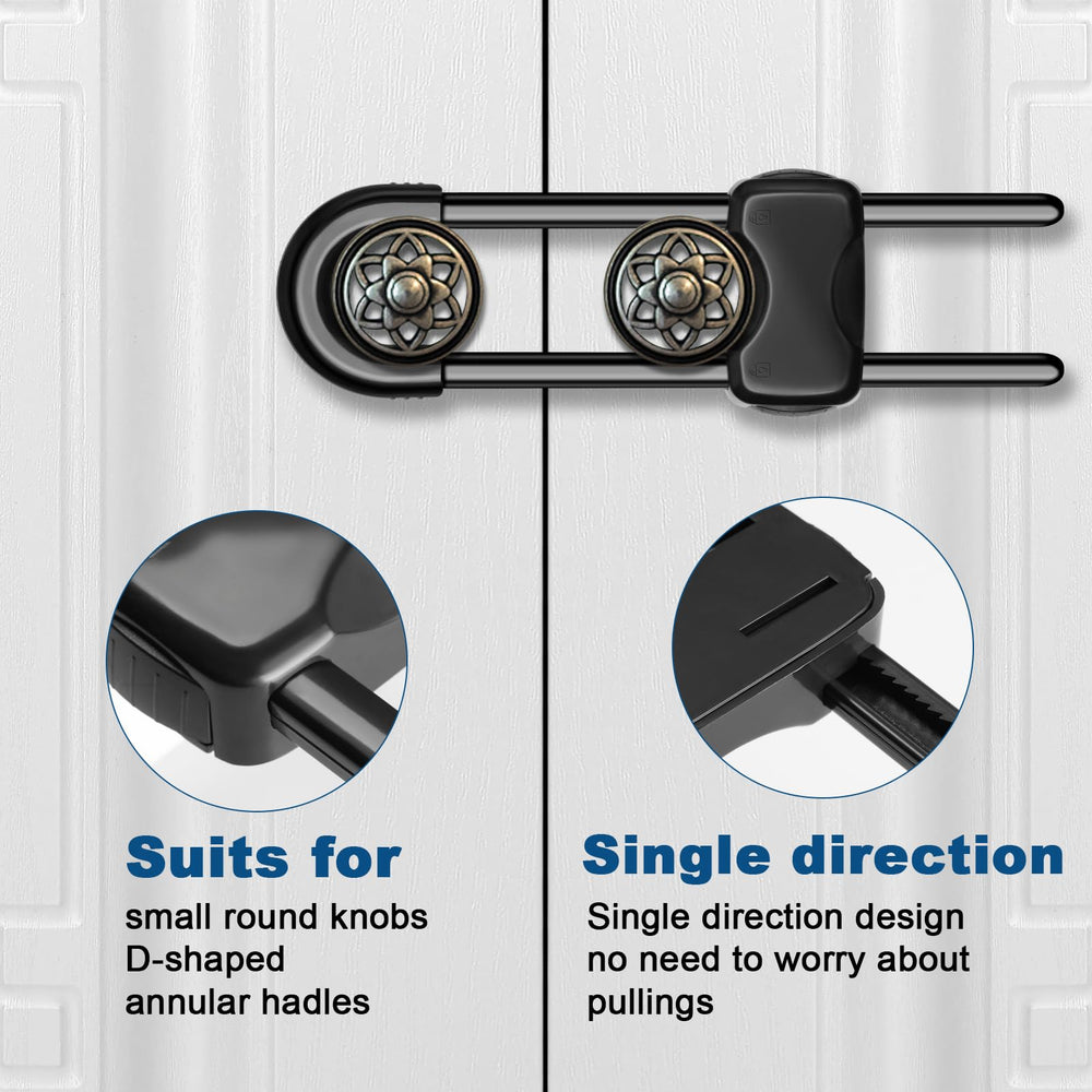LLOOC adjustable safety locks placed on a drawer for secure storage.