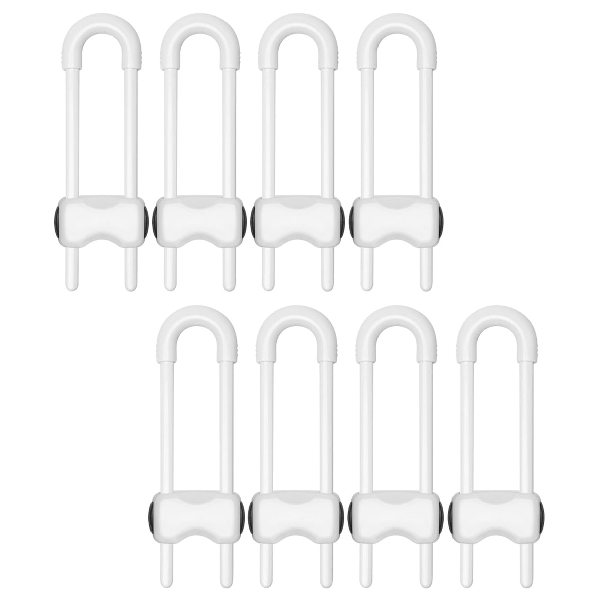 LLOOC cabinet locks 8-pack with U-shaped design for babyproofing cabinets