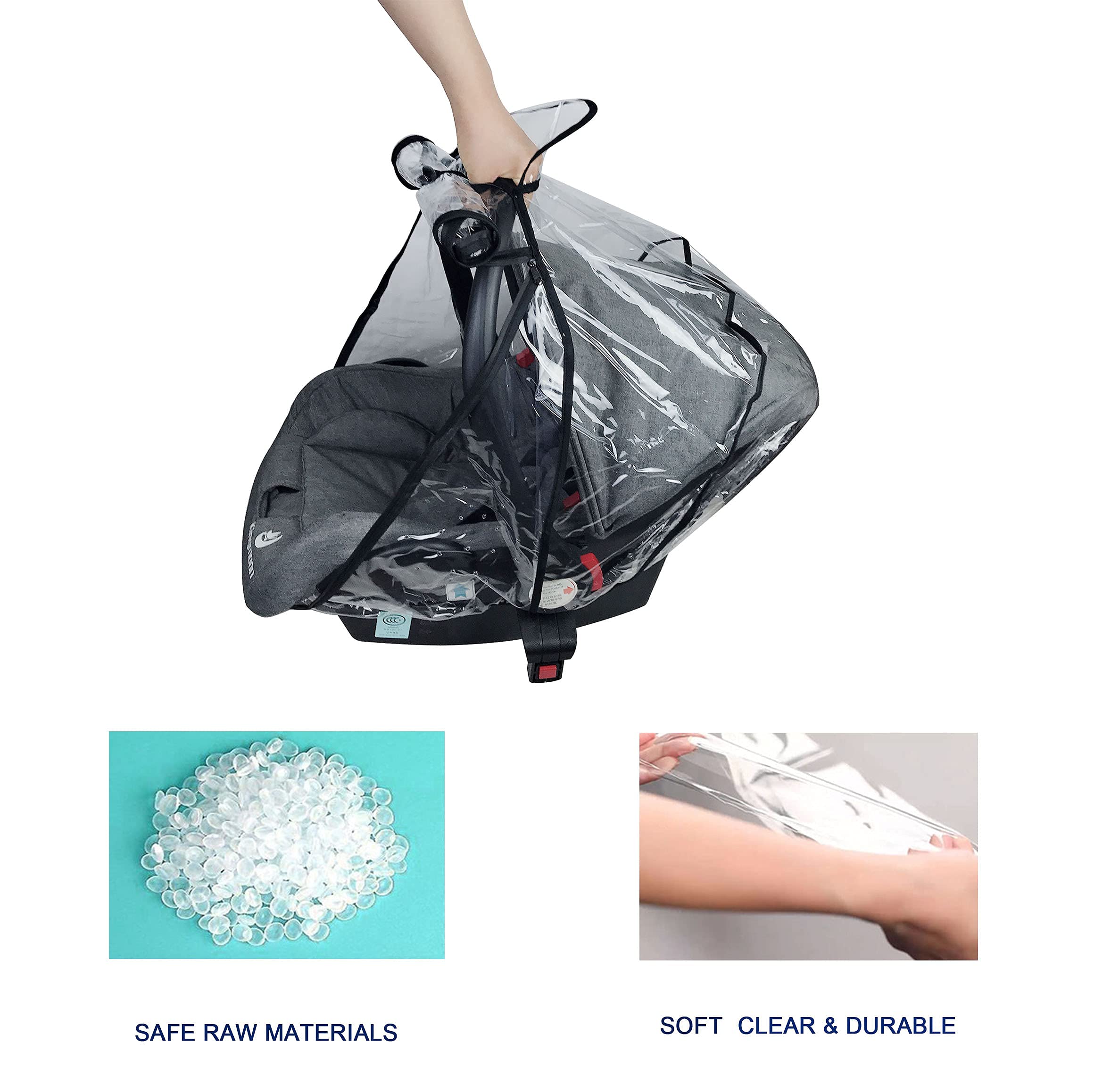 LLUFO compact foldable rain cover fits in diaper bag for travel.