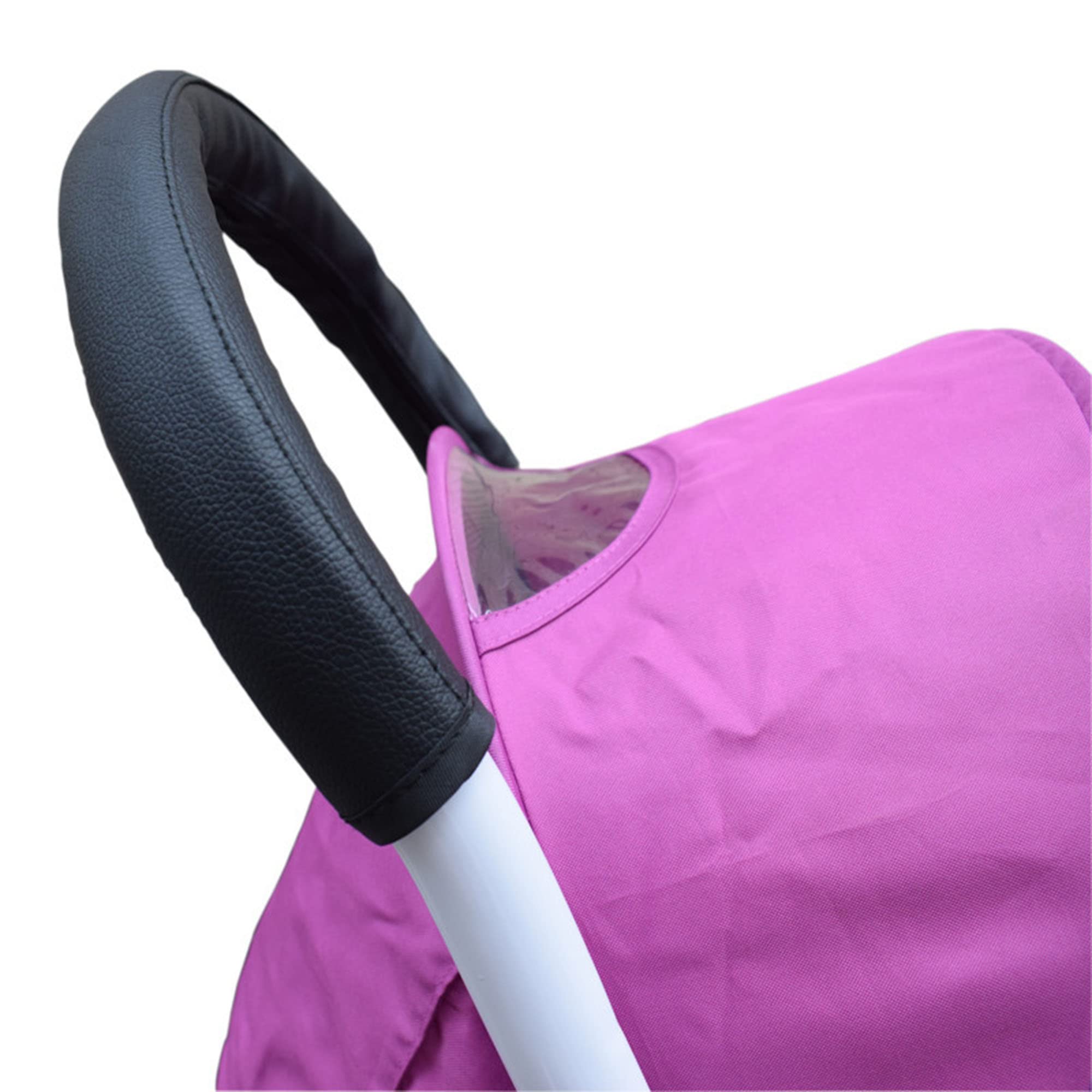 LLUFO vegan leather stroller handle cover in black protects handle from dirt and wear