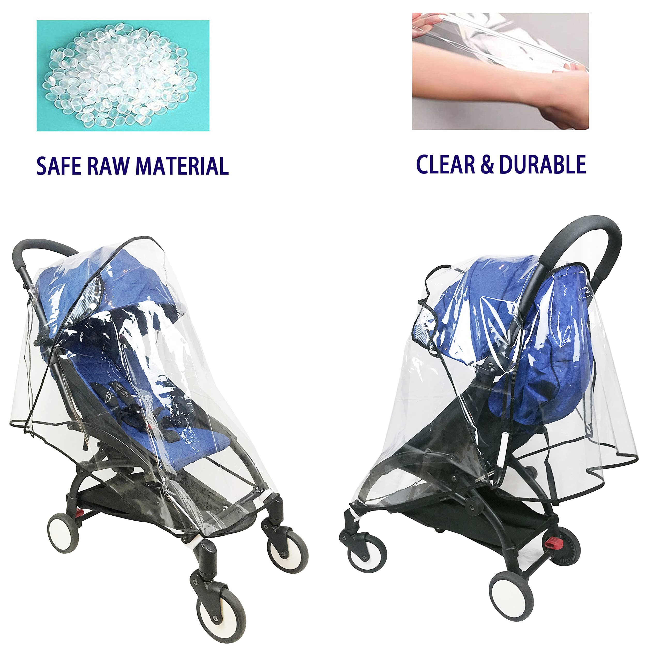 LLUFO stroller rain cover easy install with durable fasteners for wind-prone days