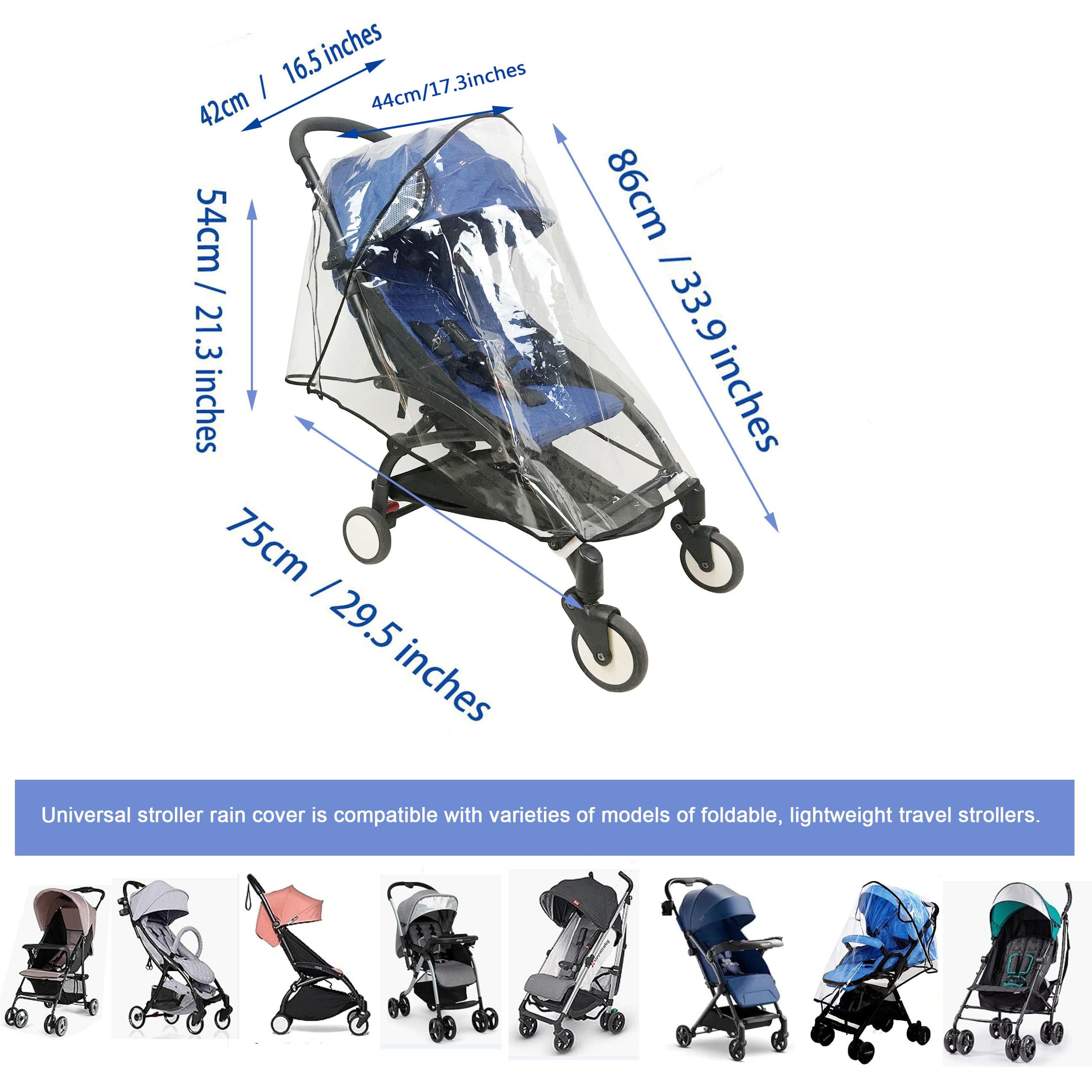 LLUFO stroller rain cover universal fit for BBZ Yo and similar umbrella strollers