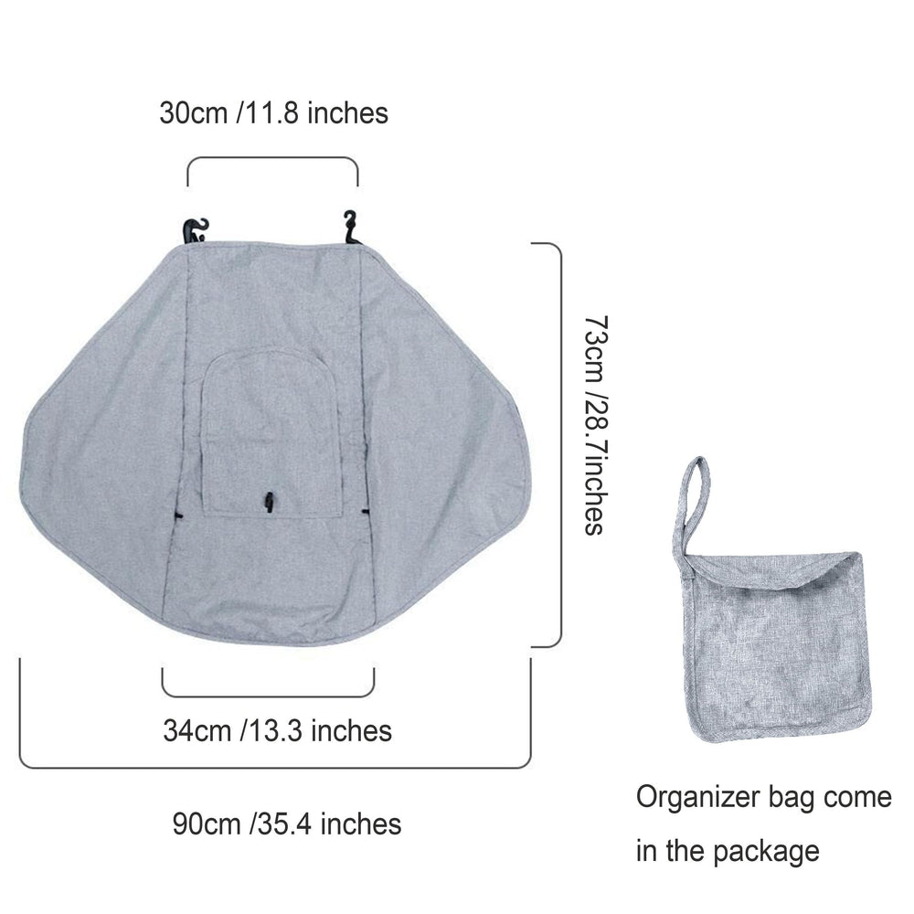 LLUFO stroller sun shade size guide shows 75 by 90 cm coverage