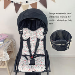 LLUFO pink stroller seat pad back view reveals breathable 3D mesh for all-season cooling