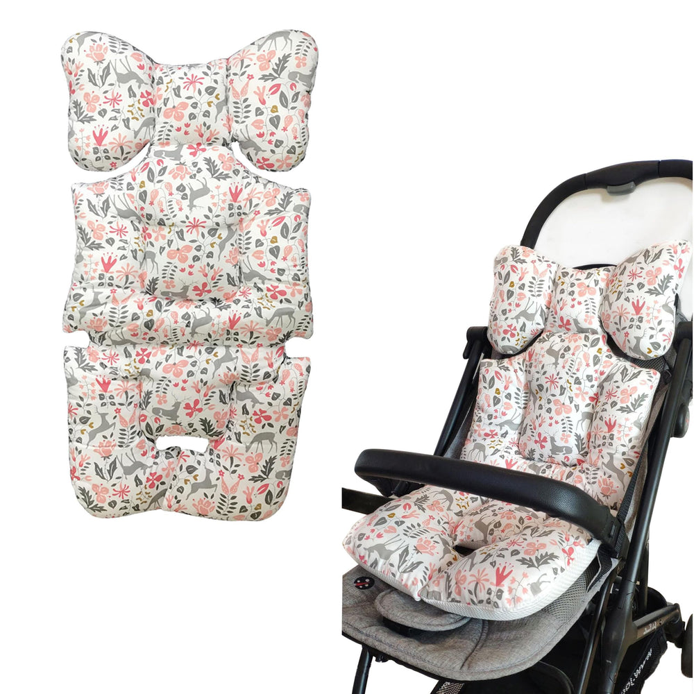 LLUFO baby stroller seat pad pink front view showing soft cotton surface for comfort