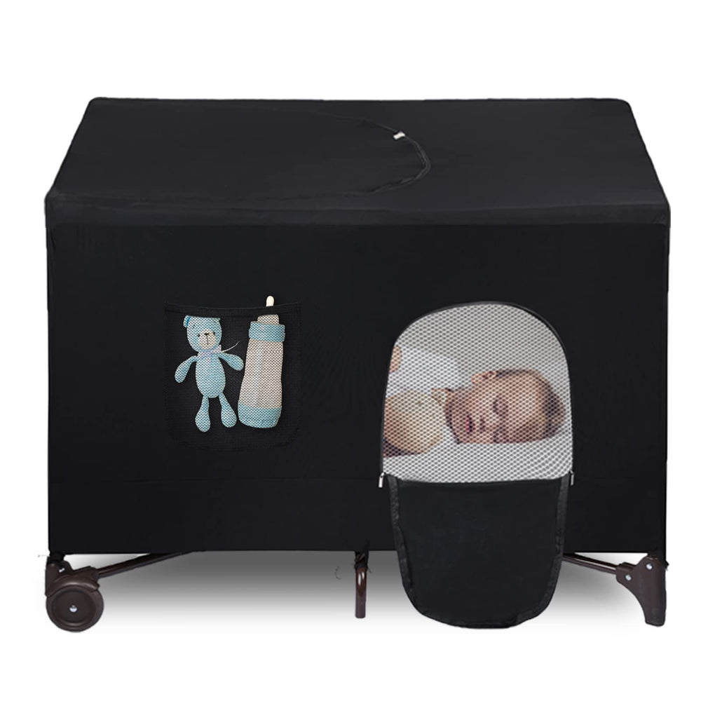 LLYWCM crib blackout cover accessory compact storage shows easy folding