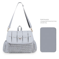 Lmbabter diaper bag backpack grey changing pad included for clean, comfortable changes