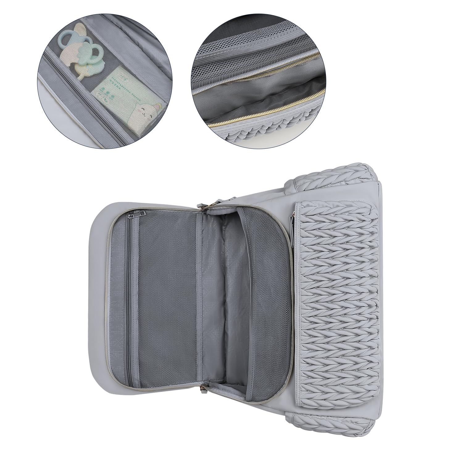 Lmbabter diaper bag backpack grey convertible strap for versatile carrying options