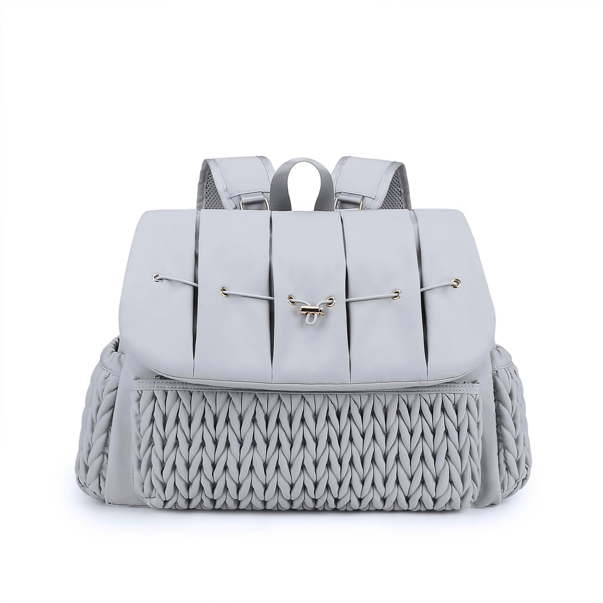 Lmbabter diaper bag backpack grey front view highlights large capacity for essentials