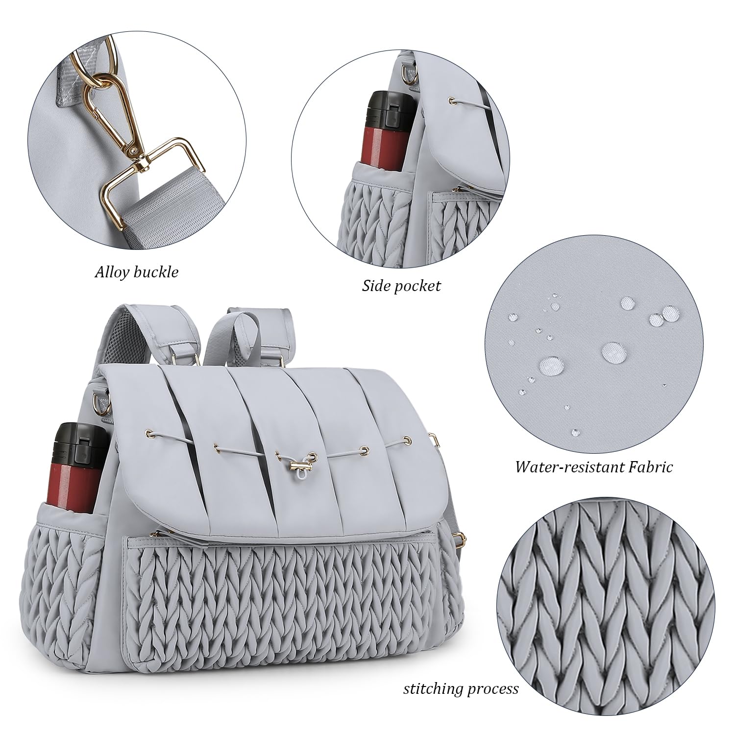 Lmbabter diaper bag backpack grey insulation pockets keep bottles at the right temperature
