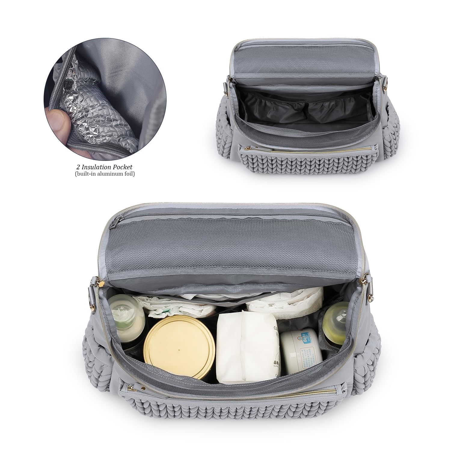 Lmbabter diaper bag backpack grey side pockets provide quick-access storage on outings