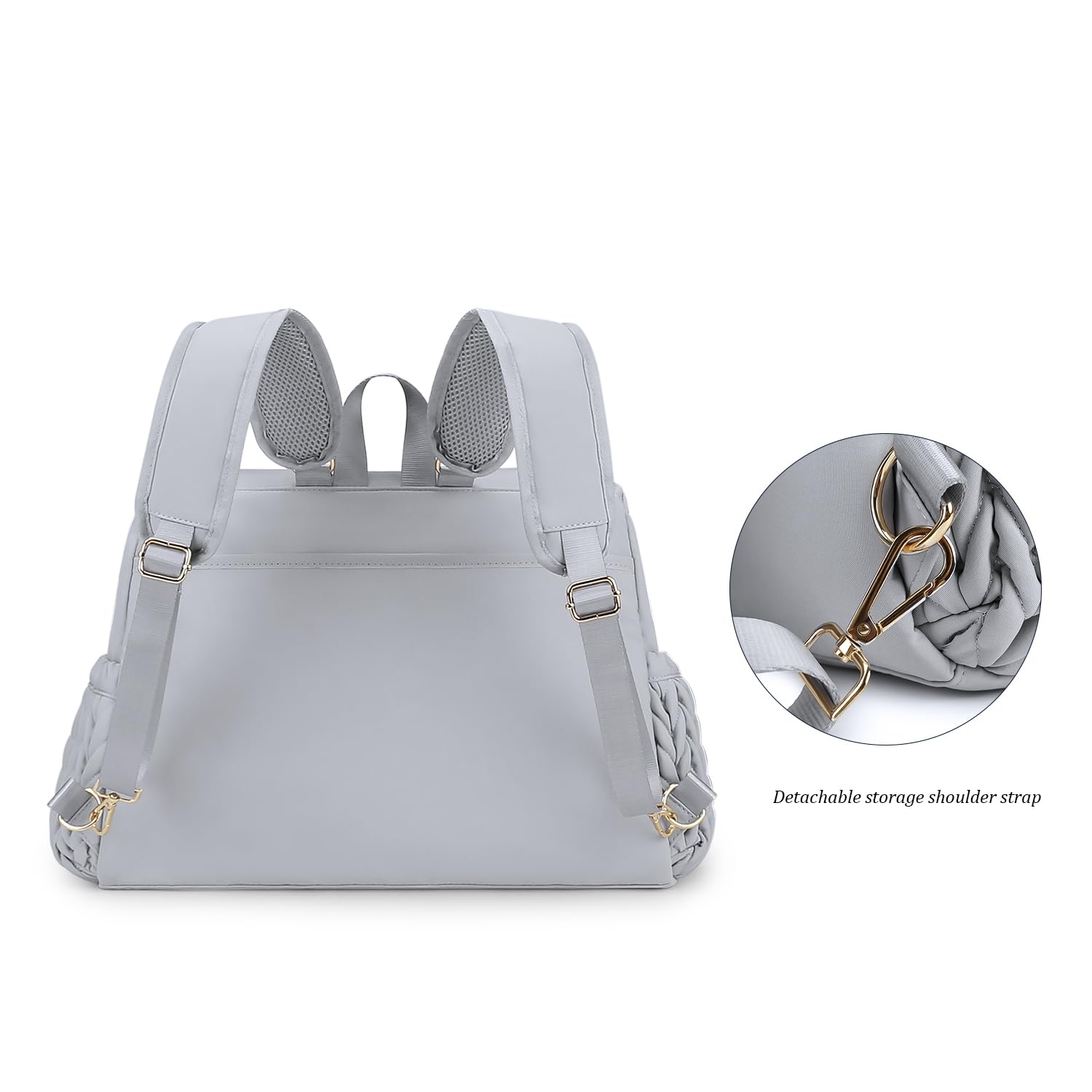 Lmbabter diaper bag backpack grey stitching detail for stylish daily use