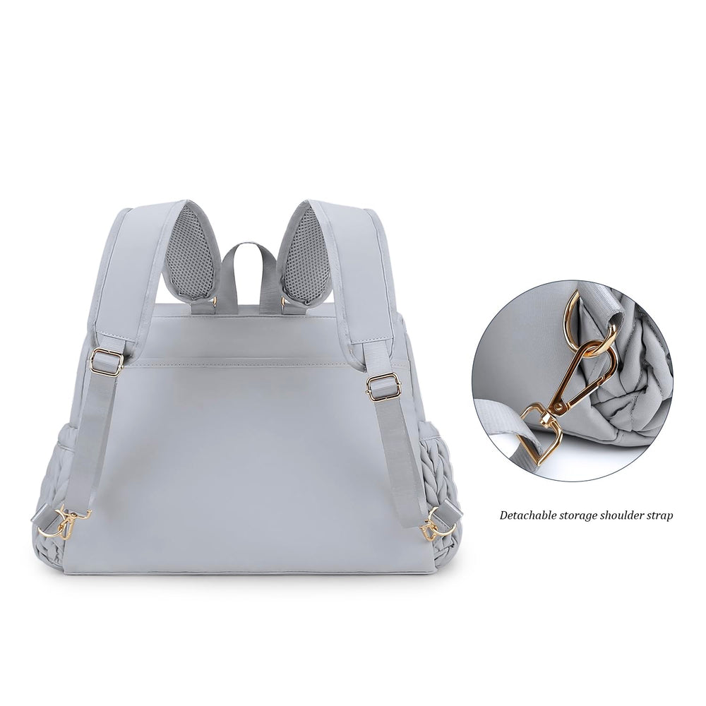 Lmbabter diaper bag backpack grey stitching detail for stylish daily use