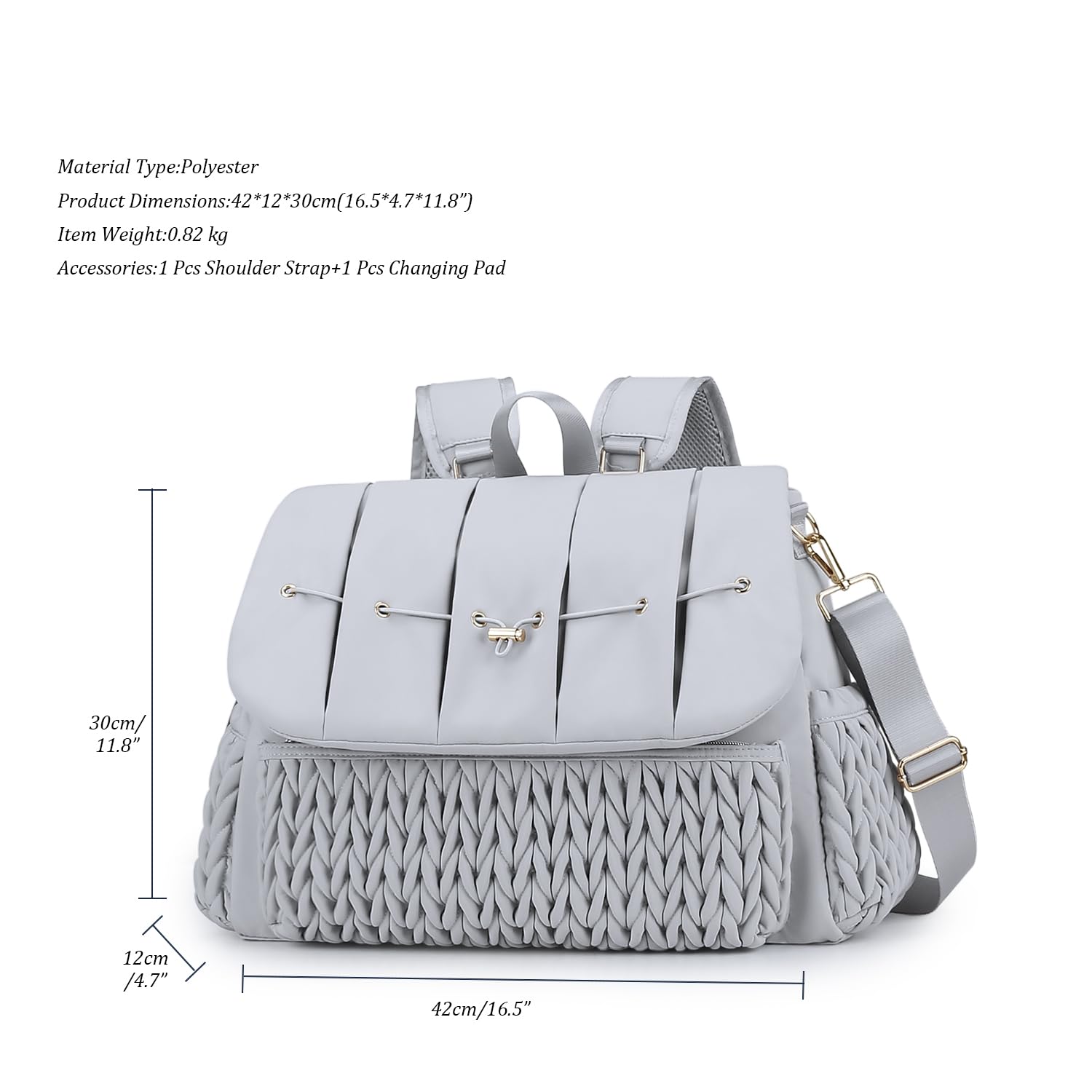 Lmbabter diaper bag backpack grey water-resistant fabric easy cleaning on travel