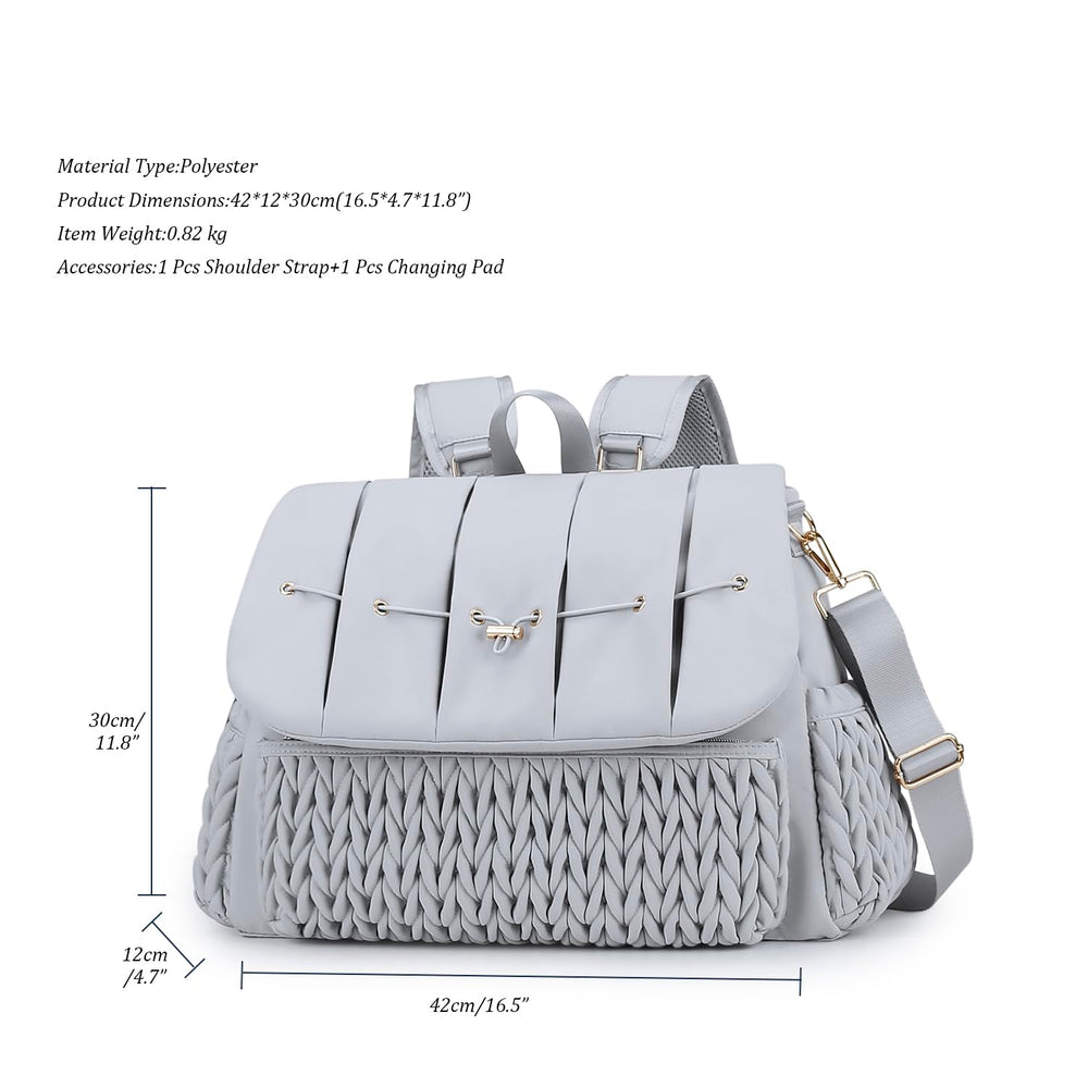 Lmbabter diaper bag backpack grey water-resistant fabric easy cleaning on travel