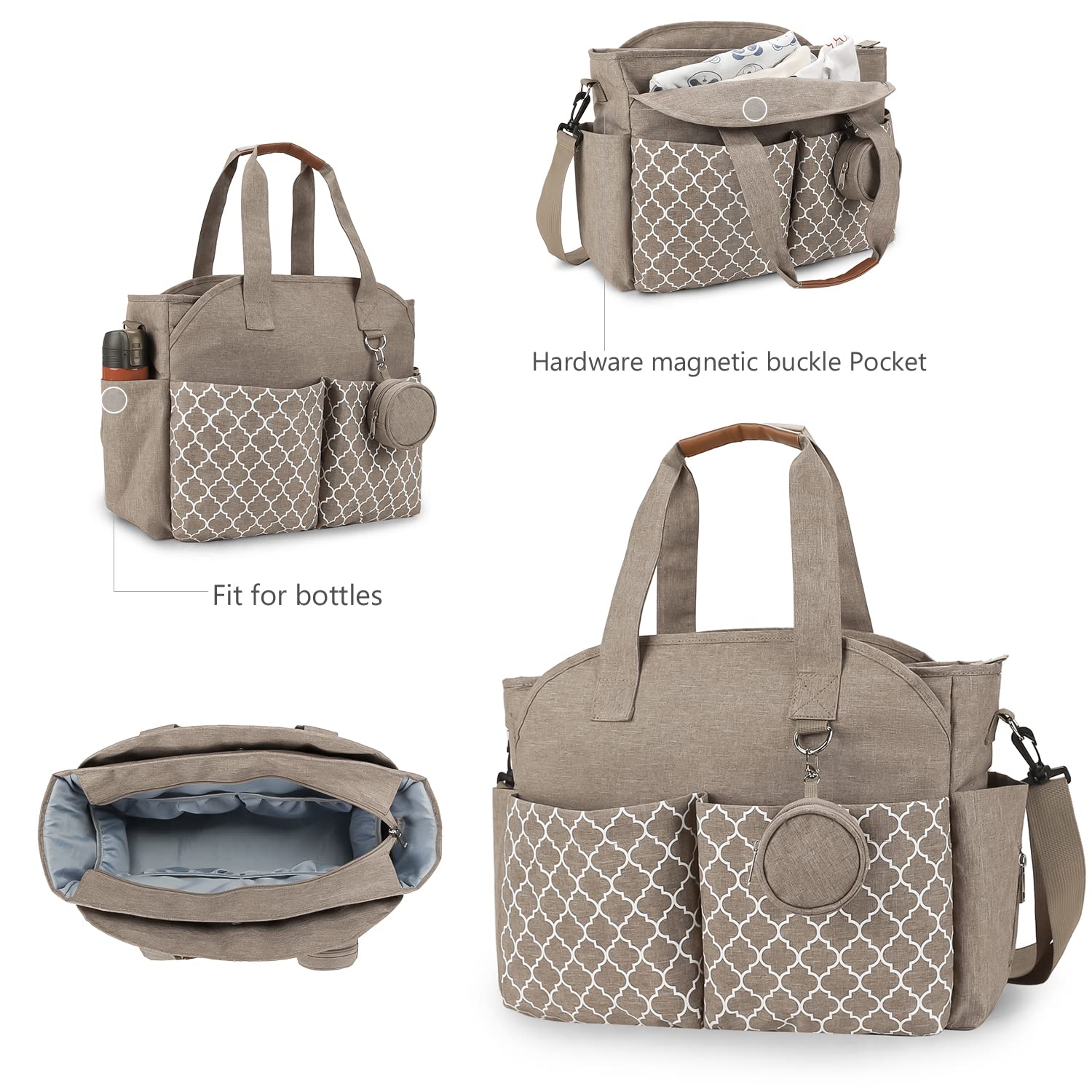 Lmbabter Diaper Bag Tote adjustable-strap demonstrates versatile hands-free comfort.