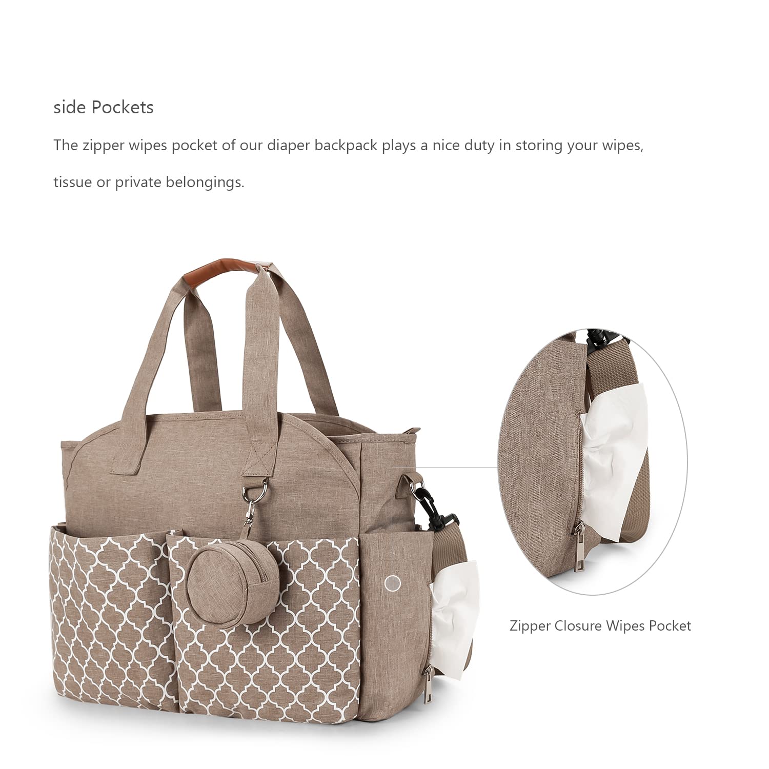 Lmbabter Diaper Bag Tote worn as backpack demonstrates versatile carry options.