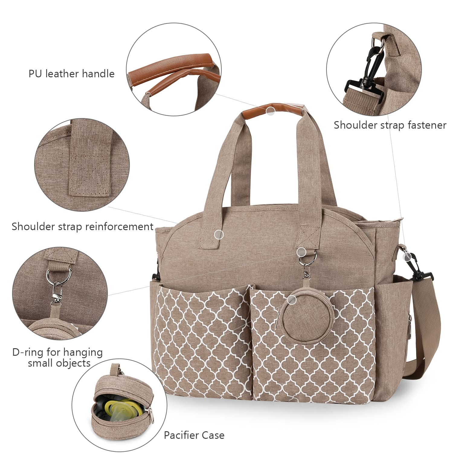 Lmbabter Diaper Bag Tote used as a messenger bag shows organized daily use.