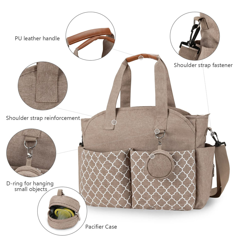 Lmbabter Diaper Bag Tote used as a messenger bag shows organized daily use.
