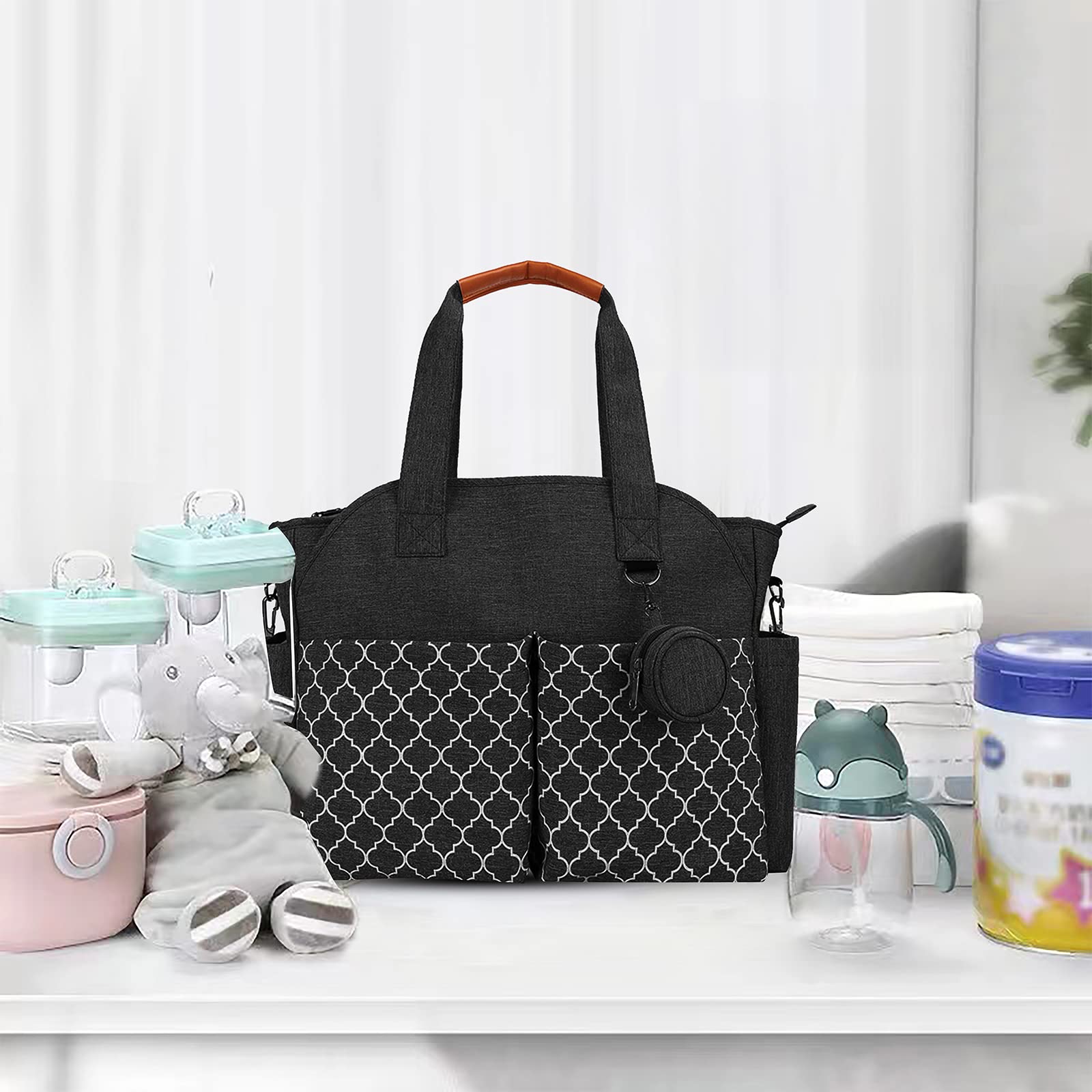 Lmbabter diaper bag tote with changing station upgrade for on-the-go changes