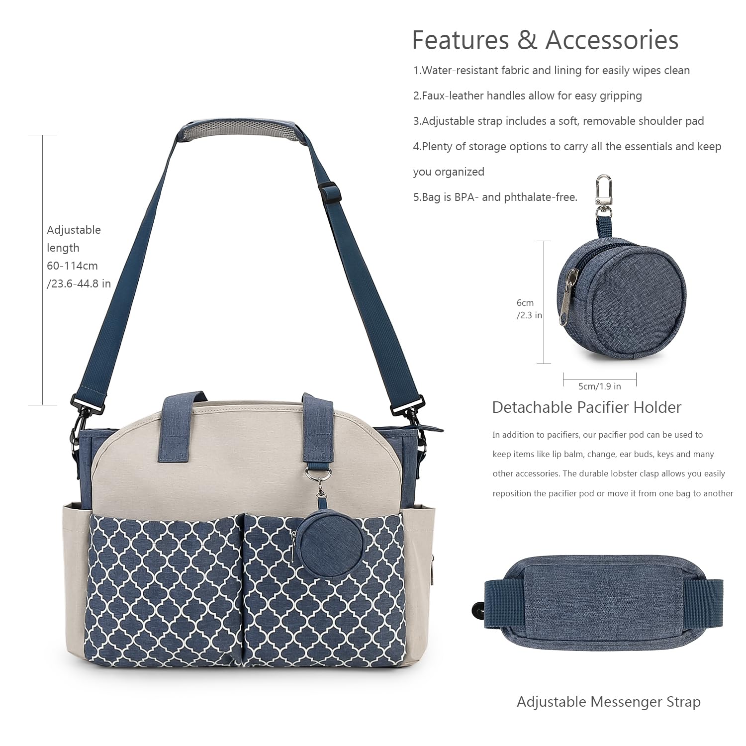 Lmbabter diaper bag tote detachable pacifier box adds tidy storage option