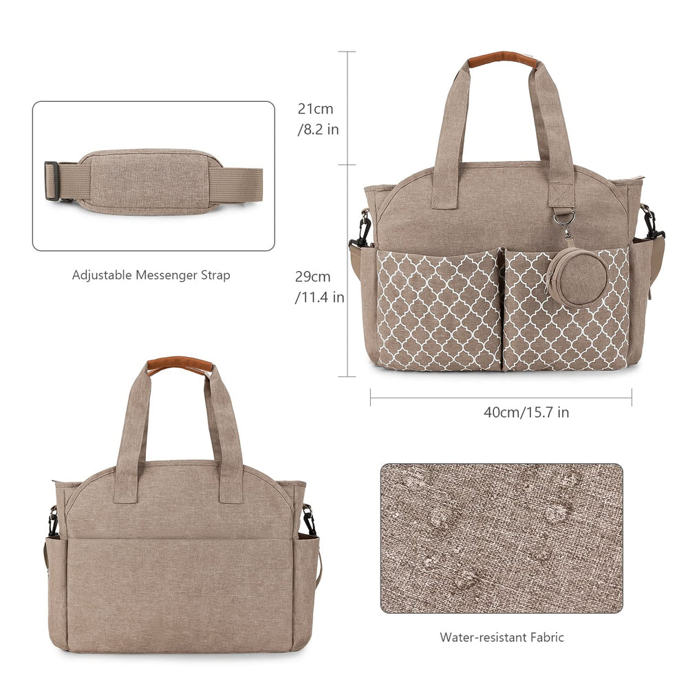 Lmbabter Diaper Bag Tote tear-resistant polyester highlights durability.