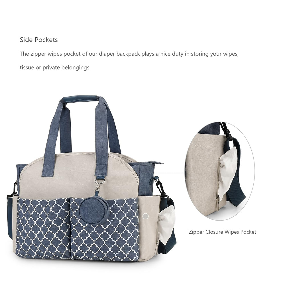 Lmbabter diaper bag tote front pockets enable quick access to tissues and bottles