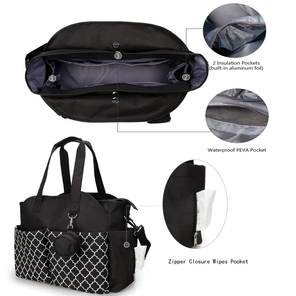Lmbabter diaper bag tote insulated pockets keeping bottles warm