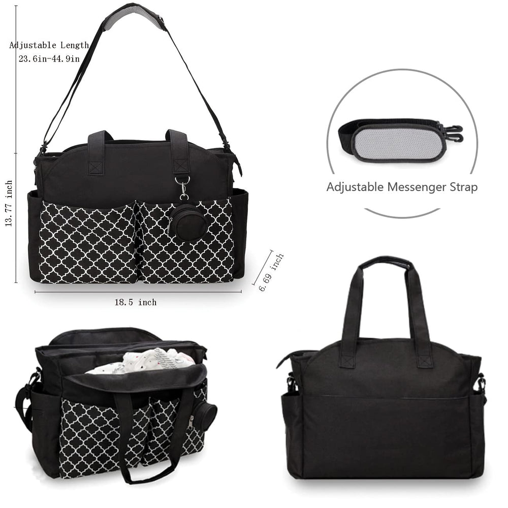 Lmbabter diaper bag tote showing multiple pockets for organized gear
